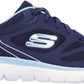 Skechers Women's Lace Up Low-Top Sneakers Skech-Flex Memory Foam Insole Navy Blue