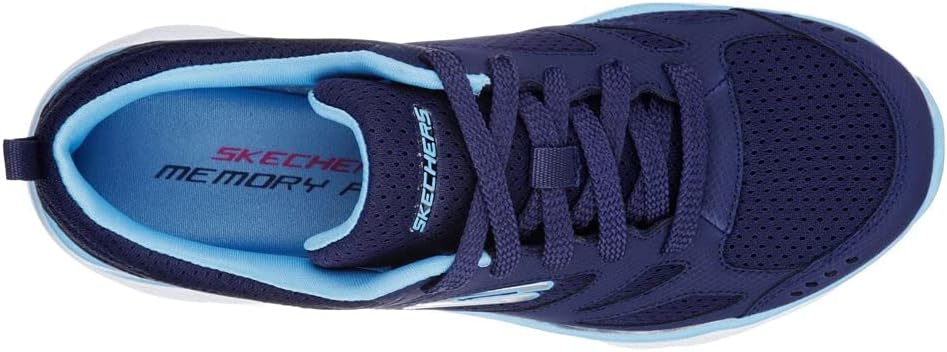 Skechers Women's Lace Up Low-Top Sneakers Skech-Flex Memory Foam Insole Navy Blue