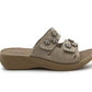 Womens Backless Sandals Touch Fasten Slip On Low Wedge Open Toe Mules Summer Fashion Beach Slides Flip Flops