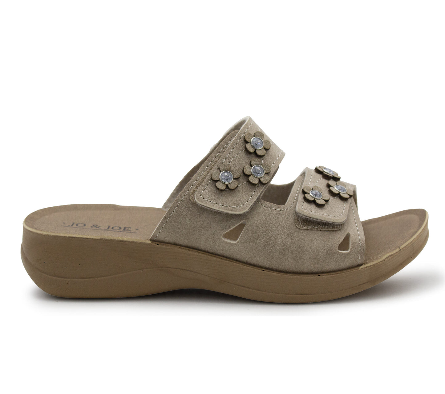 Womens Backless Sandals Touch Fasten Slip On Low Wedge Open Toe Mules Summer Fashion Beach Slides Flip Flops