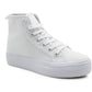 Womens Platform High Top Trainers Canvas Lace Up Sneakers Ladies Chunky Sole Casual Fashion Pumps