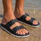 Mens Slide Sandals Lightweight EVA Backless Slip On Adjustable Buckle Straps Pool Sliders Beach Flip Flops Mule Sandals