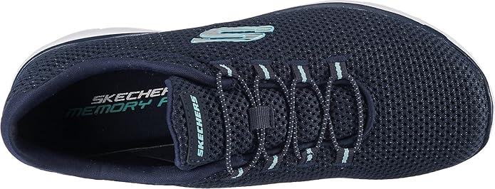 Skechers 12985 Summits Womens Memory Foam Lightweight Trainers Ladies Sneakers Navy Mesh White Trim