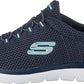 Skechers 12985 Summits Womens Memory Foam Lightweight Trainers Ladies Sneakers Navy Mesh White Trim