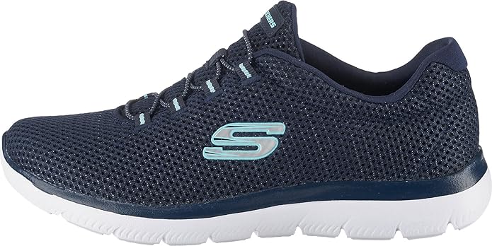 Skechers 12985 Summits Womens Memory Foam Lightweight Trainers Ladies Sneakers Navy Mesh White Trim