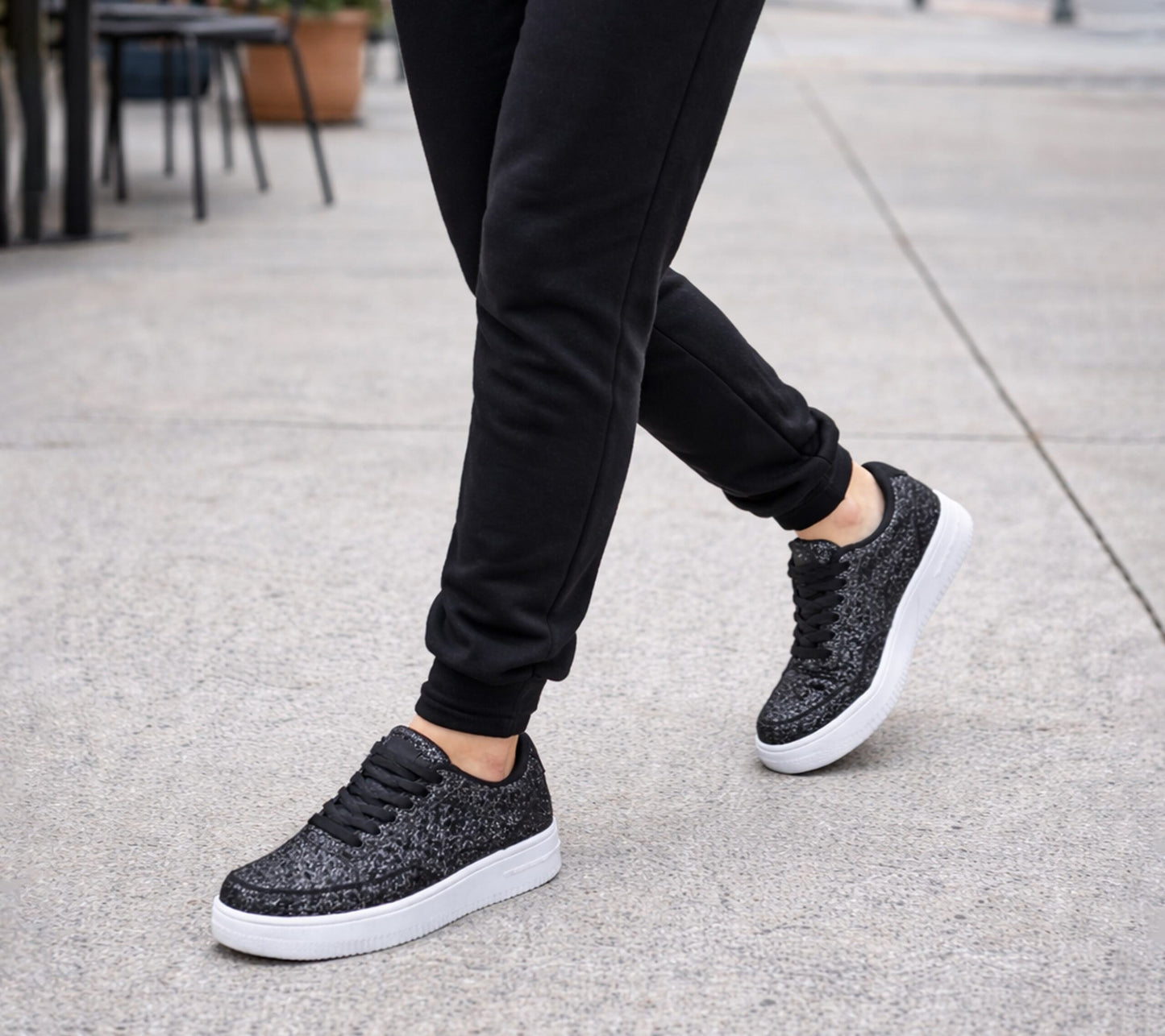 Womens Platform Trainers Ladies Lace Up Glitter Chunky Sole Casual Low Top Fashion Sneakers