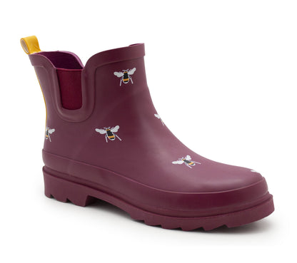 Womens Honey BEE Waterproof Ankle Boots Wellingtons Ladies Slip On Short Chelsea Rain Boots Festival Gardening Wellie Boots (Copy)