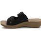 Womens Backless Sandals Touch Fasten Slip On Low Wedge Open Toe Mules Summer Fashion Beach Slides Flip Flops