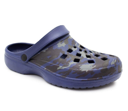 Mens Clogs Lightweight EVA Garden Breathable Slip On Beach Hospital Nurse Kitchen Water Shoes Mules House Shoes Sandals Navy Camo