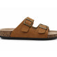 Mens Double Buckle Sandals Adjustable Cork Footbed Slip On Summer Slides
