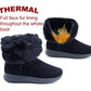 Womens Winter Boots Ladies Warm Slip On Ankle Boot Thermal Faux Suede Fur Lined Booties Navy