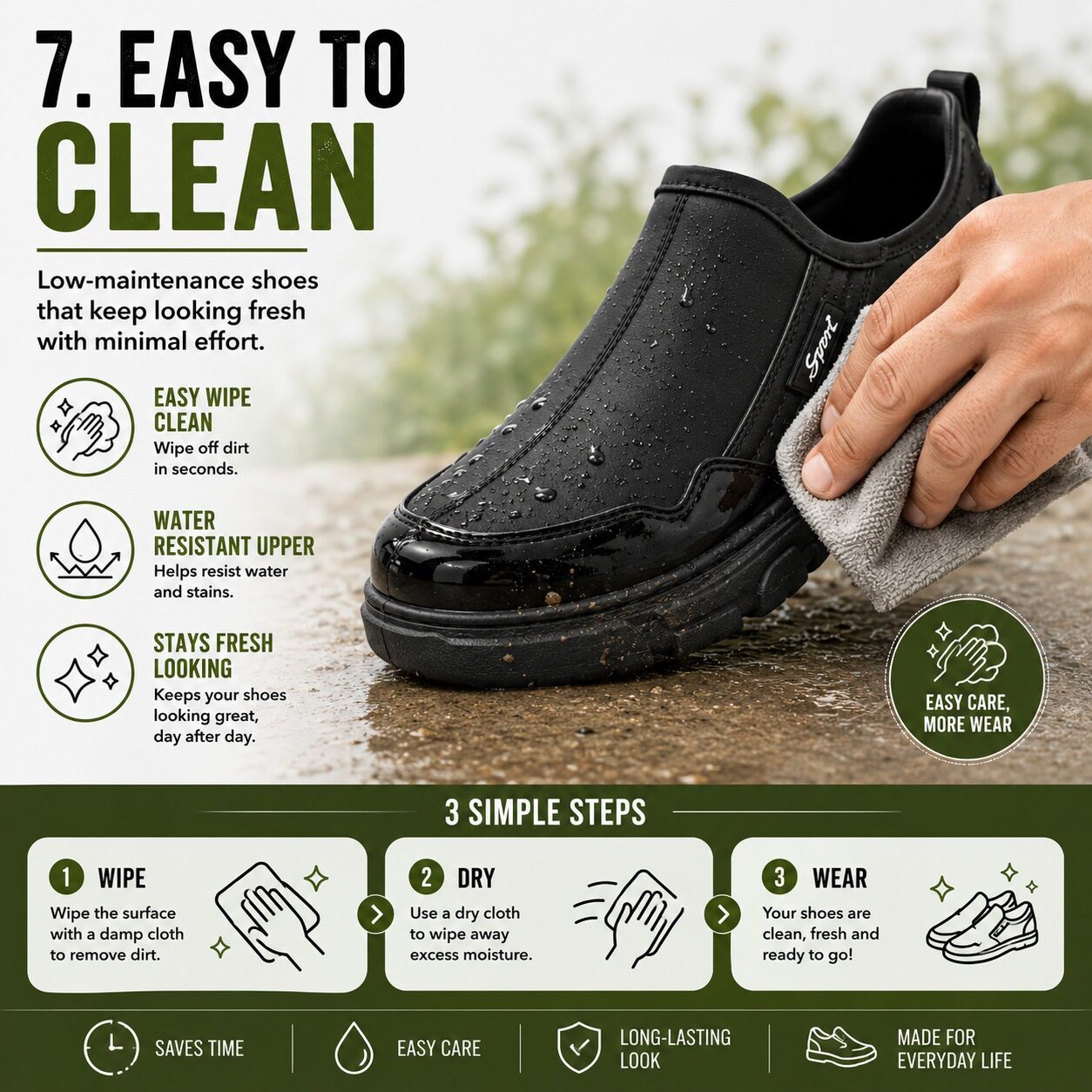 Mens Waterproof Garden Clogs Slip On Ankle Shoes Low Cut Easy Clean Outdoor Casual Water Clogs