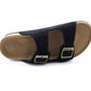 Womens Sandals Cork Footbed Double Buckle Adjustable Strap Slides Open Toe Ladies Summer Beach Slip On Casual Comfort Flat Sandals