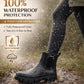 Womens Waterproof Wellies Platform Ankle Boots Chunky Sole Wellingtons Ladies Slip On Short Fashion Wellie Chelsea Rain Boots
