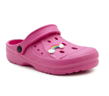 Girls Lightweight Clogs Kids Adjustable Garden EVA Glitter Charm Slippers Slip On Beach Sandals Water Shoes Leisure Pool Slides