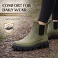 Womens Waterproof Wellies Platform Ankle Boots Chunky Sole Wellingtons Ladies Slip On Short Fashion Wellie Chelsea Rain Boots