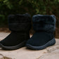 Womens Winter Boots Ladies Warm Slip On Ankle Boot Thermal Faux Suede Fur Lined Booties Black
