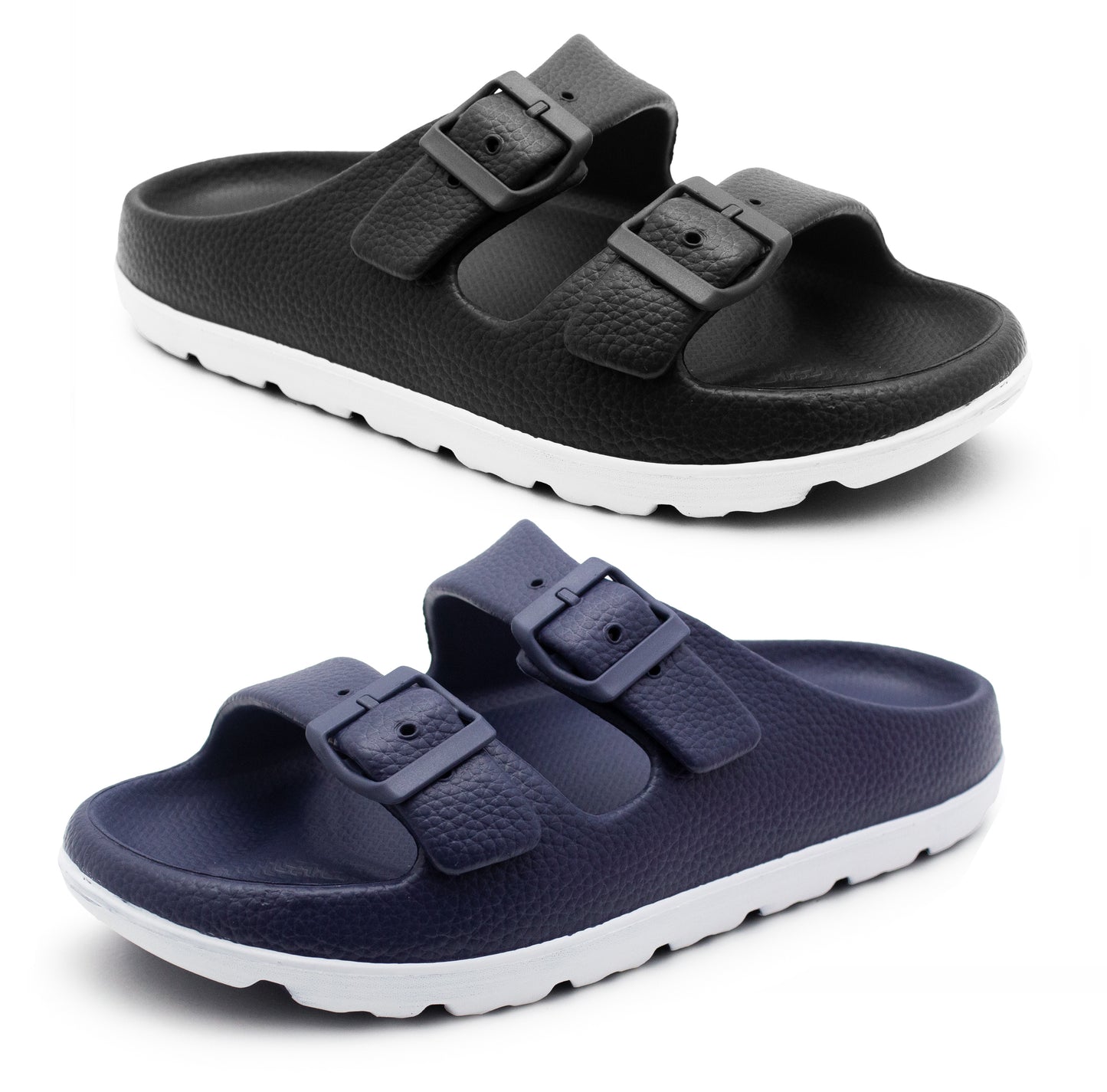 Mens Slide Sandals Lightweight EVA Backless Slip On Adjustable Buckle Straps Pool Sliders Beach Flip Flops Mule Sandals