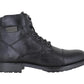 Mens Black Leather Lace Up Boots High Top Zip Up Biker Boots