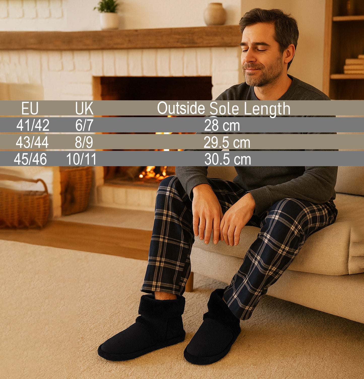 Mens Ankle Slipper Boots Warm Faux Fur Lined Winter Booties Lightweight Cosy Plush Fur Indoor House Shoes