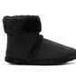 Womens Faux Fur Slipper Boots Warm Lined Ladies Plush Slippers Ankle Booties Lightweight Cosy Winter House Shoes Non-slip Sole Bootees Black