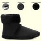 Womens Faux Fur Slipper Boots Warm Lined Ladies Plush Slippers Ankle Booties Lightweight Cosy Winter House Shoes Non-slip Sole Bootees Black