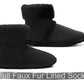 Womens Faux Fur Slipper Boots Warm Lined Ladies Plush Slippers Ankle Booties Lightweight Cosy Winter House Shoes Non-slip Sole Bootees Black