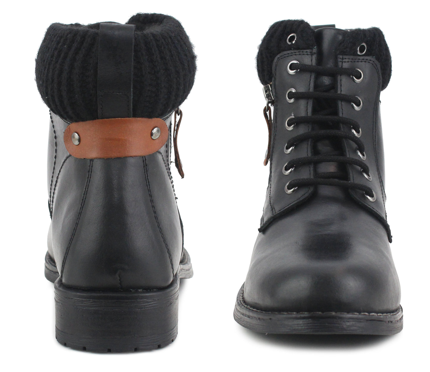 Womens Ladies Genuine Leather Warm Fleece Lined Fashion Walking Combat Ankle Boots