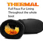 Womens Faux Fur Slipper Boots Warm Lined Ladies Plush Slippers Ankle Booties Lightweight Cosy Winter House Shoes Non-slip Sole Bootees Black
