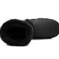 Womens Faux Fur Slipper Boots Warm Lined Ladies Plush Slippers Ankle Booties Lightweight Cosy Winter House Shoes Non-slip Sole Bootees Black