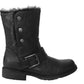 Cipriata Ladies Fold Down Faux Fur Lined Press Stud Buckle Winter Biker Ankle Black Boots