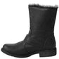 Cipriata Ladies Fold Down Faux Fur Lined Press Stud Buckle Winter Biker Ankle Black Boots