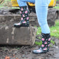 Womens Adjustable Calf Wellies Waterproof Ladies Fashion Festival Dog Walking Rain Mud Wellington Boots