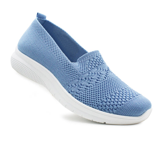 LANA Womens Slip On Breathable Mesh Trainer Pumps in Blue
