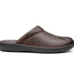 Mens Brown Leather Backless Slippers Gents Slip On Fashion Clogs Indoor House Shoes