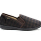 Mens Slippers Check Faux Fur Lined Thermal Slip On Elastic Stretch Gusset House Shoes Cosy Slippers