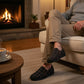 Mens Slippers Check Faux Fur Lined Thermal Slip On Elastic Stretch Gusset House Shoes Cosy Slippers