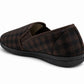 Mens Slippers Check Faux Fur Lined Thermal Slip On Elastic Stretch Gusset House Shoes Cosy Slippers