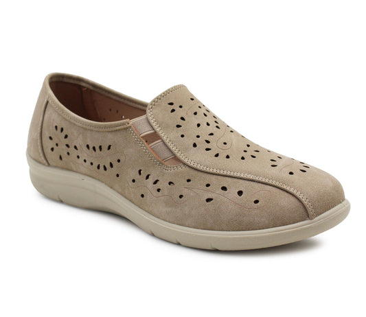 Womens Slip On Elastic Loafers Flat Ladies Casual Breathable Office Nurse Pumps Shoes Beige