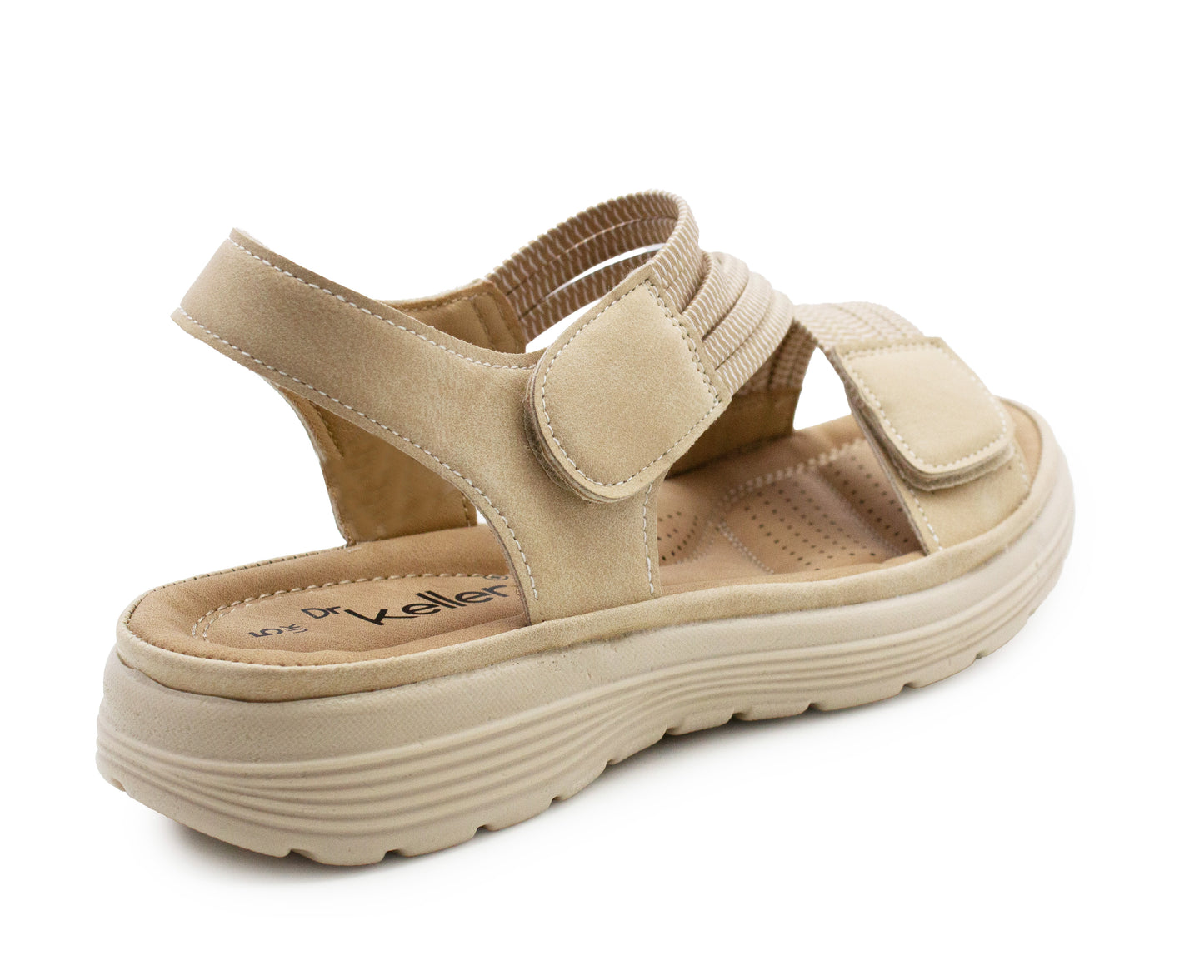 Womens Touch Fasten Sandals Lightweight Low Wedge Flat Slip On Open Toe Elastic Slingbacks Ladies Summer Casual Fashion Sandals Beige