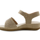 Womens Slingback Sandals Beige Twin Touch Fastening Ladies Low Wedge Heel Open Toe Fashion Summer Sandals