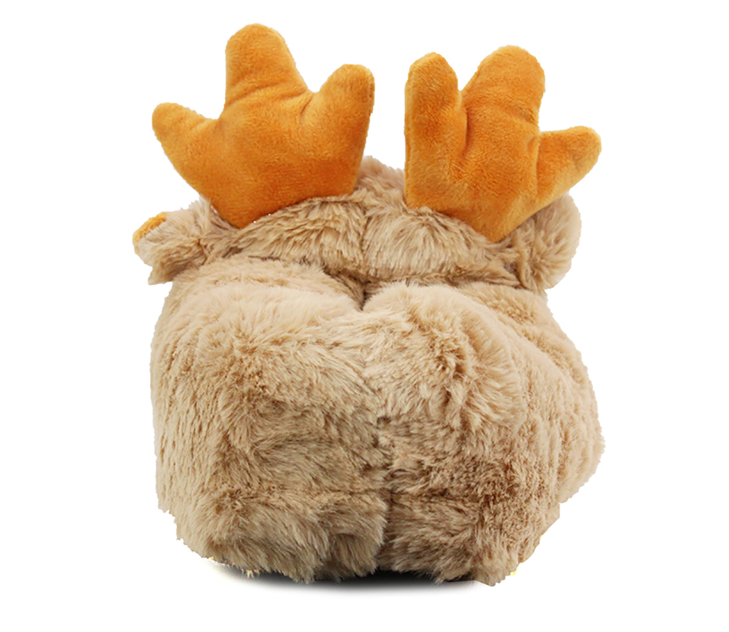 Womens Reindeer Novelty Slippers Character Beige Plush Ladies Festive Fun Christmas Fluffy Animal Slippers