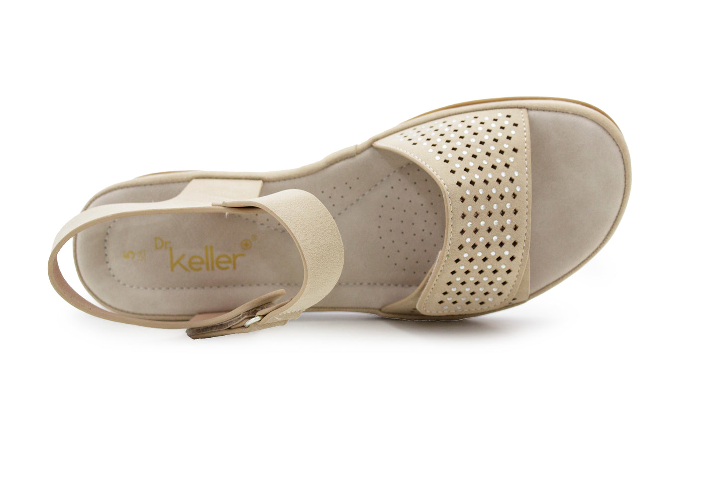 Womens Slingback Sandals Beige Twin Touch Fastening Ladies Low Wedge Heel Open Toe Fashion Summer Sandals