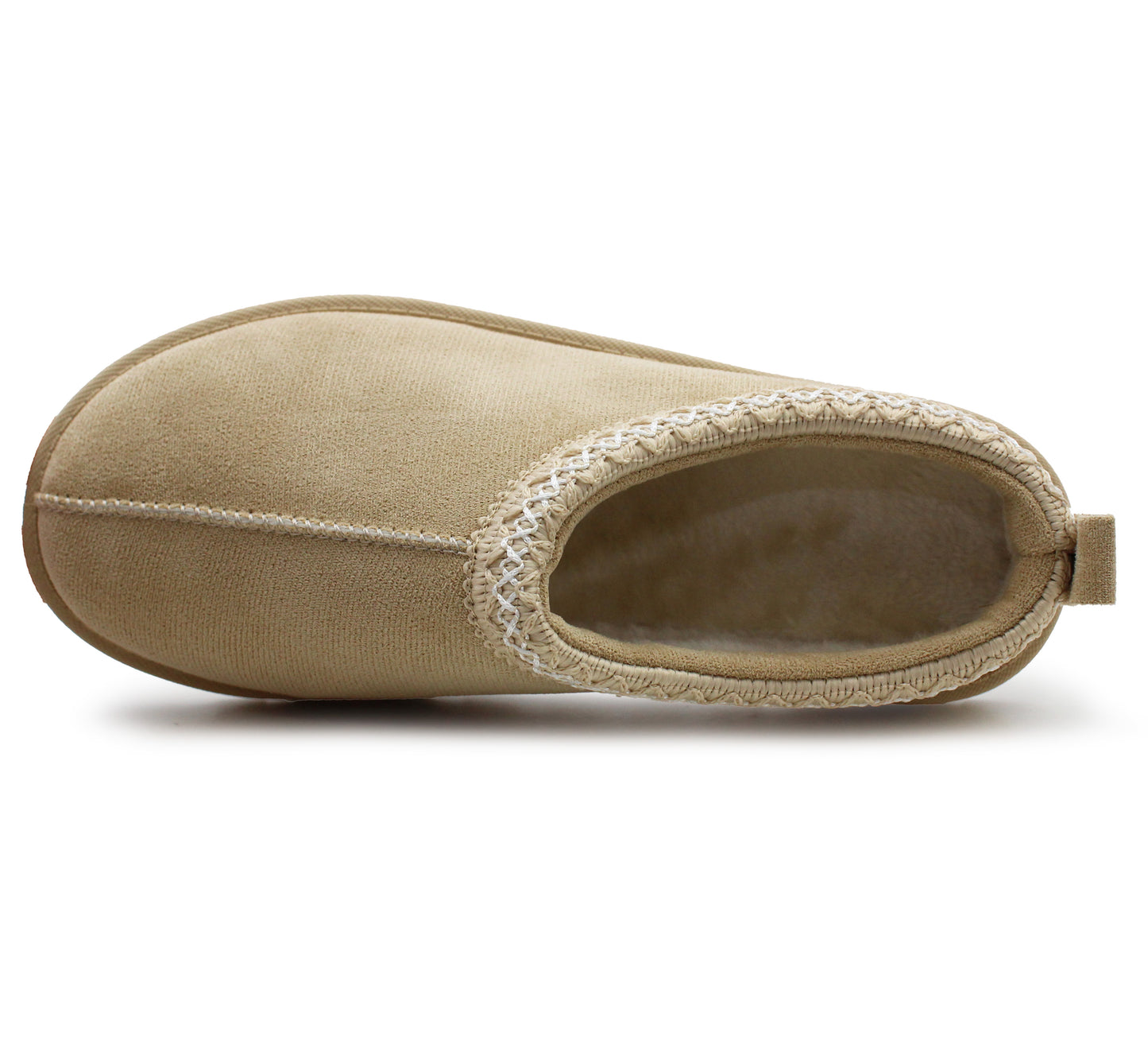 Womens Warm Slippers Beige Faux Suede Fur Lined Slip On Backless Mules Ladies Faux Suede Winter Cosy Indoor House Shoes Sliders