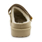 Womens Warm Slippers Beige Faux Suede Fur Lined Clogs Adjustable Strap Slip On Mules Ladies Faux Suede Winter Cosy Indoor House Shoes