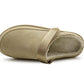 Womens Warm Slippers Beige Faux Suede Fur Lined Clogs Adjustable Strap Slip On Mules Ladies Faux Suede Winter Cosy Indoor House Shoes