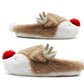 Womens Reindeer Beige Novelty Slippers Character Plush Festive Fun Christmas Slipper Mules