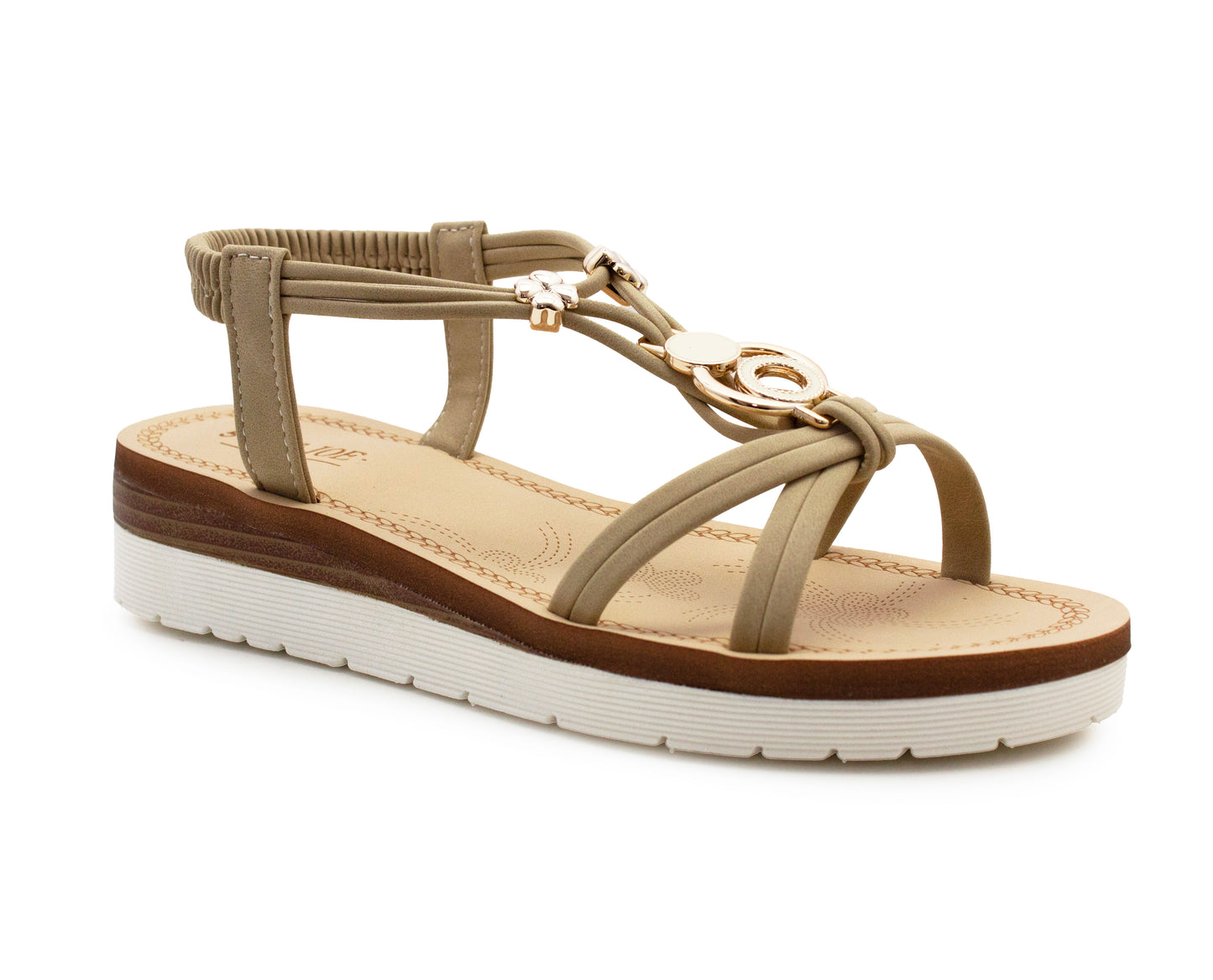 Womens Strappy Wedge Sandals Elastic Back Strap Platform Sole Comfort Flat Open Toe Summer Casual Beach Holiday Shoes