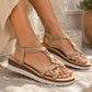 Womens Strappy Wedge Sandals Elastic Back Strap Platform Sole Comfort Flat Open Toe Summer Casual Beach Holiday Shoes
