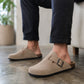 Mens Faux Suede Clogs Slip On Backless Cork Sole Arch Support Casual Slippers
